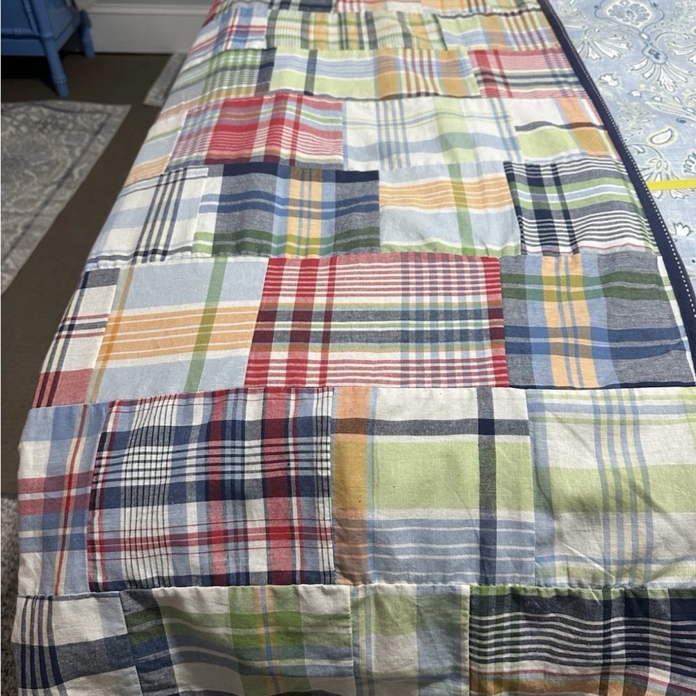 Pottery Barn Multicolor Madras Plaid patchwork Courtine Panel 44x84